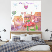 Leuke kerstauto canvas afdruk (Insitu (Slaapkamer))