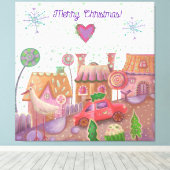 Leuke kerstauto canvas afdruk (Insitu (Houten vloer))