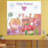 Leuke kerstauto canvas afdruk (Insitu (Woonkamer))
