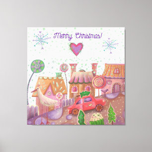Leuke kerstauto canvas afdruk