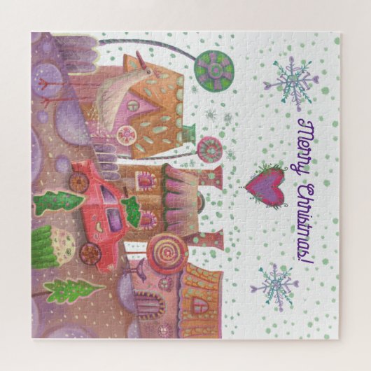 Leuke kerstauto legpuzzel (Horizontaal)