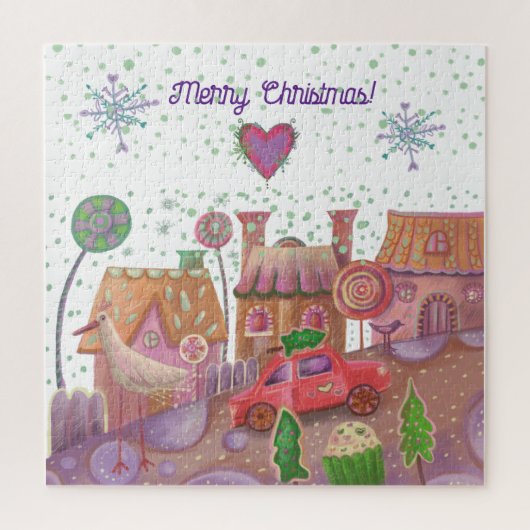 Leuke kerstauto legpuzzel (Verticaal)