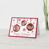 Leuke Kerstbal Ornament 3 Foto Prettige Feestdagen Kaart (Voorkant)