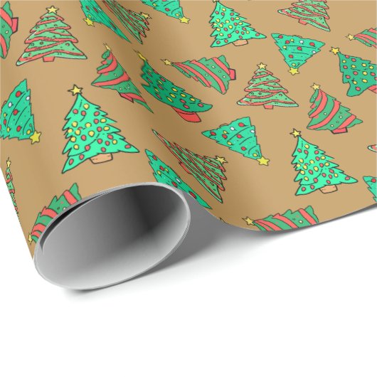 Leuke kerstbomen | goudbrons cadeaupapier (Rol Hoek)