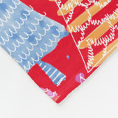 Leuke kerstbomen op rode familienaam fleece deken (Hoek)