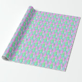 Leuke kerstbomen patroon pastel kleuren cadeaupapier (Uitgerold)
