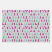 Leuke kerstbomen patroon pastel kleuren inpakpapier vel (Voorkant 3)