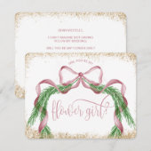 Leuke Kerstboog Roze waterverf BLOEMENMEISJE Kaart (Voorkant / Achterkant)