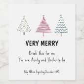 Leuke Kerstboom Baby Aankondiging Tante Oom Wijn Etiket (Enkel label)