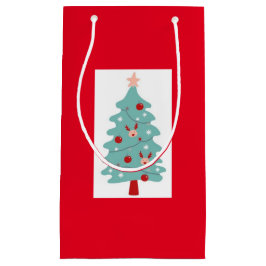 Leuke kerstboom cadeau tas (rood) klein cadeauzakje