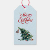 Leuke Kerstboom Dangling Kat Foto Cadeaulabel (Achterkant)