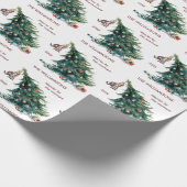 Leuke Kerstboom Dangling Kat Foto Cadeaupapier (Hoek)
