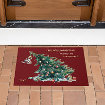 Leuke Kerstboom Dangling Kat Foto