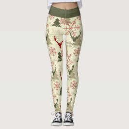 Leuke Kerstboom Herten Groen Rood Patroon Feesteli Leggings