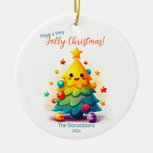 Leuke kerstboom keramisch ornament (Voorkant)