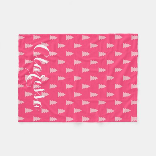 Leuke kerstboom patroon pastel en heet roze fleece deken (Voorkant (Horizontaal))