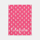 Leuke kerstboom patroon pastel en heet roze fleece deken (Voorkant)