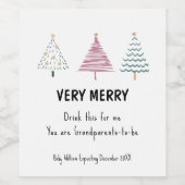 Leuke kerstboom zwangerschap aankondiging ouders wijn etiket (Enkel label)