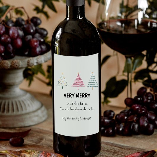 Leuke kerstboom zwangerschap aankondiging ouders wijn etiket