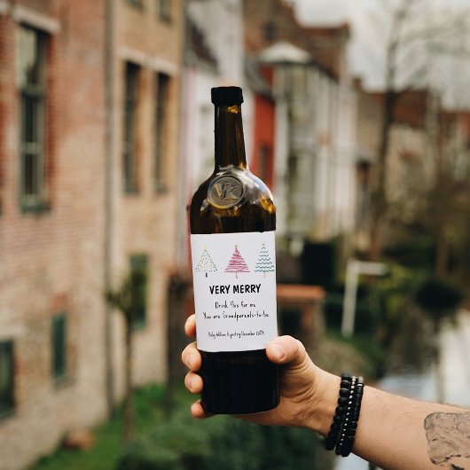 Leuke kerstboom zwangerschap aankondiging ouders wijn etiket