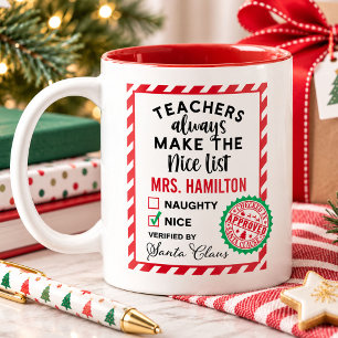 Leuke kerstcadeau mok voor docenten met een leuke