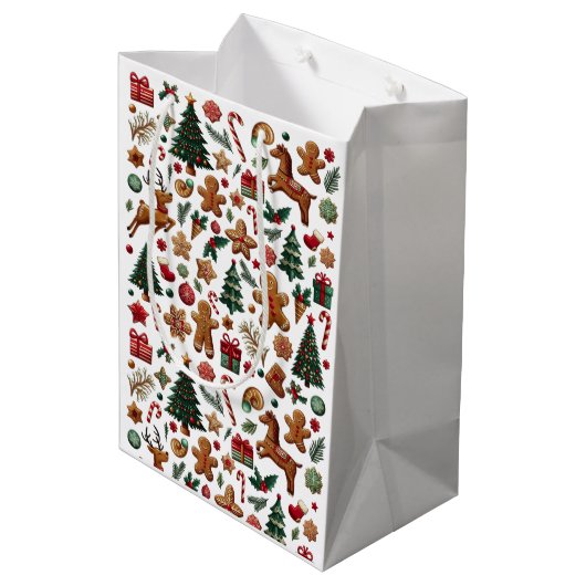 Leuke kerstcadeau tas medium cadeauzakje (Achterkant Gekanteld)