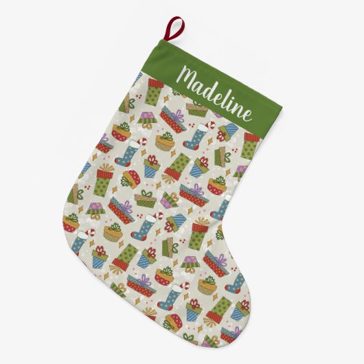 Leuke kerstcadeaus grote kerstsok (Voorkant (Hangend))