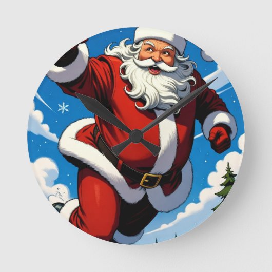 Leuke kerstcartoonkunst ronde klok (Voorkant)