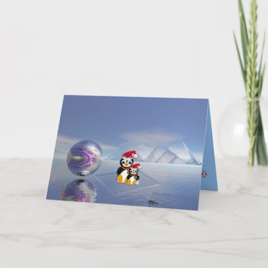 Leuke Kerstkaart met Pinguïnen en tekst Feestdagen Kaart (Voorkant)