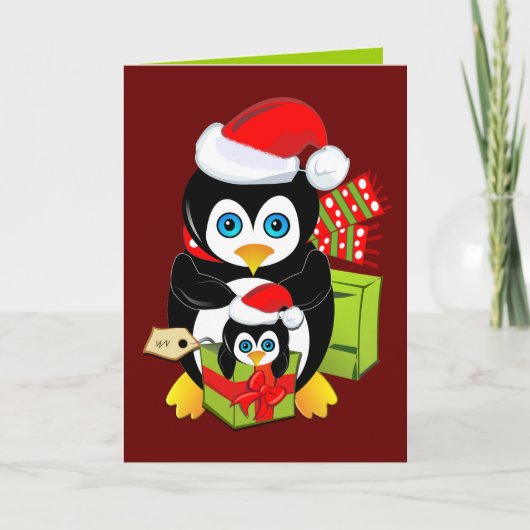 Leuke Kerstkaart met Pinguïnen en tekst Feestdagen Kaart (Voorkant)