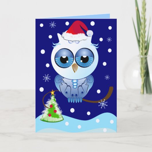Leuke Kerstkaart met Uil & tekst Feestdagen Kaart (Voorkant)