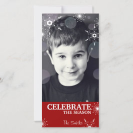 Leuke Kerstkaart Rode Sneeuwvlokken Stippen