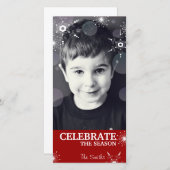 Leuke Kerstkaart Rode Sneeuwvlokken Stippen (Voorkant / Achterkant)