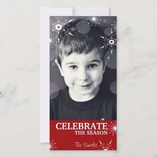 Leuke Kerstkaart Rode Sneeuwvlokken Stippen (Voorkant)