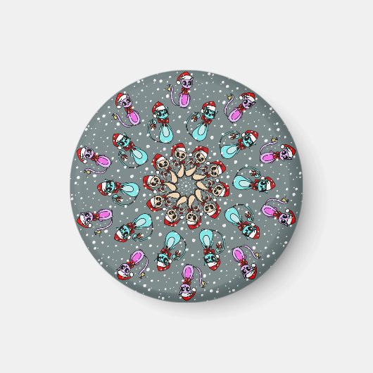 Leuke Kerstkatten Cirkelmagneet Kerstcadeau Magneet (Voorkant)