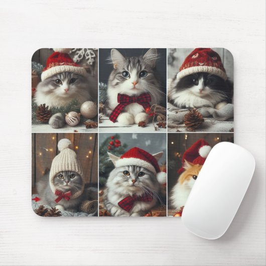 Leuke Kerstkatten Winterdieren Rustiek Muismat (Met muis)