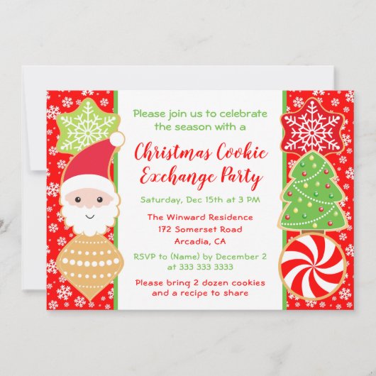 Leuke kerstkoekjesruilparty kaart (Voorkant)