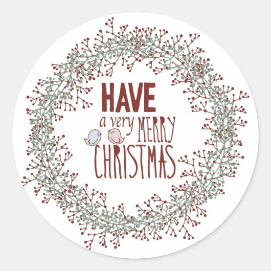 Leuke Kerstkrans met fijne feestdagen Ronde Sticker (Voorkant)