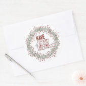 Leuke Kerstkrans met fijne feestdagen Ronde Sticker (Envelop)