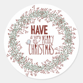Leuke Kerstkrans met fijne feestdagen Ronde Sticker