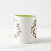 Leuke Kerstkrans Rood & Groen Tweekleurige Koffiemok (Center)