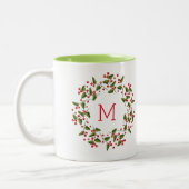 Leuke Kerstkrans Rood & Groen Tweekleurige Koffiemok (Links)