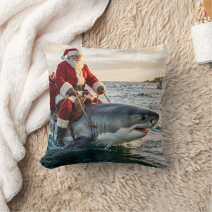 Leuke Kerstman die op een haai rijdt Kussen