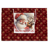 Leuke Kerstman en Rendier Rudolph Kinderen Kerstca Groot Cadeauzakje (Voorkant)