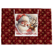 Leuke Kerstman en Rendier Rudolph Kinderen Kerstca Groot Cadeauzakje (Achterkant)