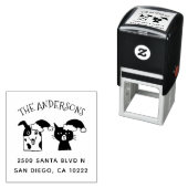 Leuke kerstman hond en kat kerst retour adres  zelfinktende stempel (In situ)