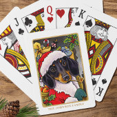 Leuke Kerstman Hond Teckel Pijp Kerst Custom Pokerkaarten