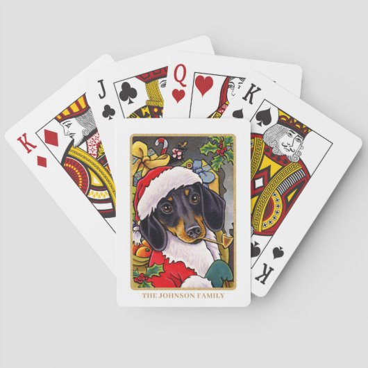 Leuke Kerstman Hond Teckel Pijp Kerst Custom Pokerkaarten (Achterkant)
