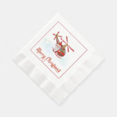 Leuke Kerstman in Helikopter Kerst Papier Napk Servet (Hoek)