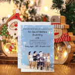 Leuke Kerstman Kerstmis Beach Party Kaart<br><div class="desc">Uw gasten zullen echt genieten van deze uitnodiging voor een kerstfeest. Een foto van een vrolijke Kerstman die arm in arm loopt op het strand met vrouwen in badpakken. Op de achterkant,  een zwart-wit foto van alleen de Kerstman met zijn voeten in de oceaan.</div>